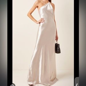Galvan one shoulder silk gown
